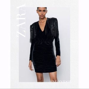 Zara Velvet Fringe Dress